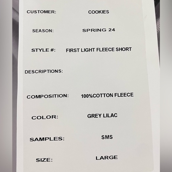 New Cookies First Light Jersey Fleece Short Grey Lilac NWOT - Picture 9 of 9